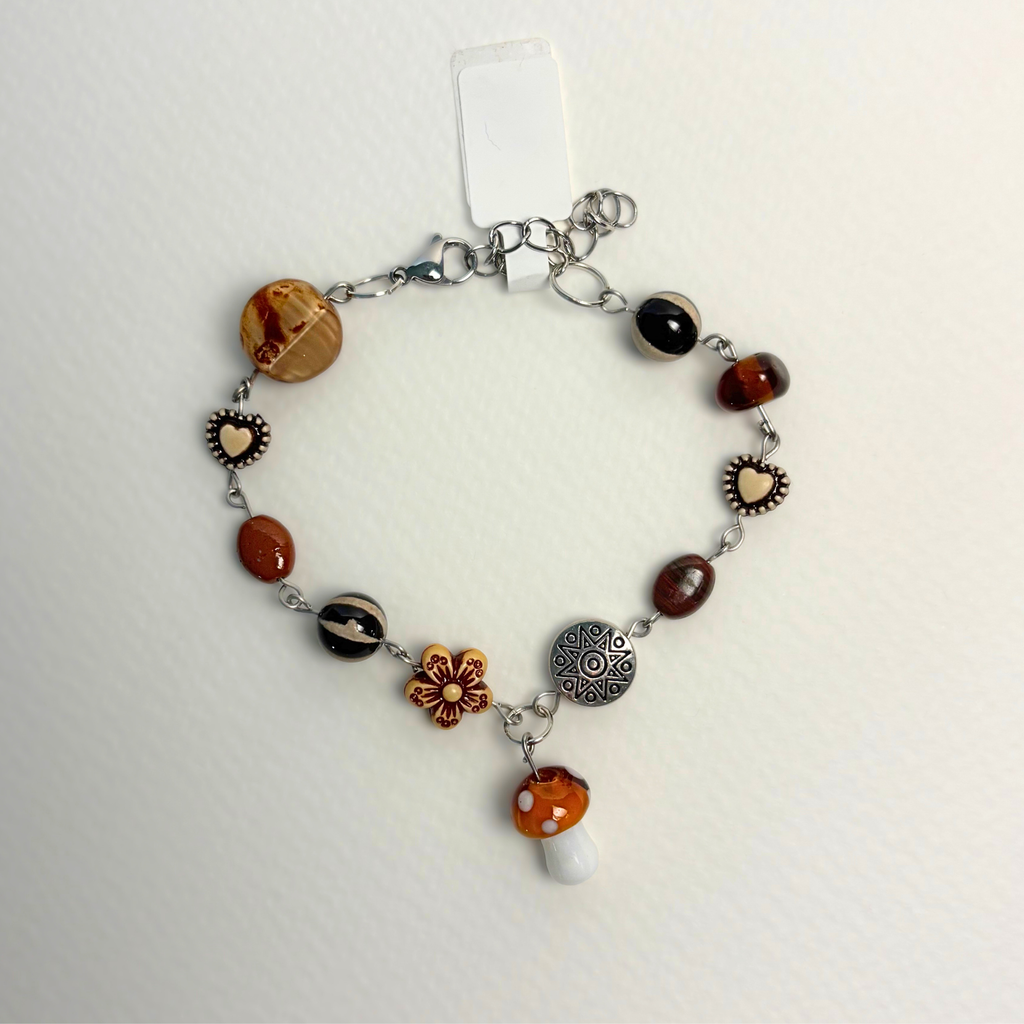earthy mushroom pendant bracelet