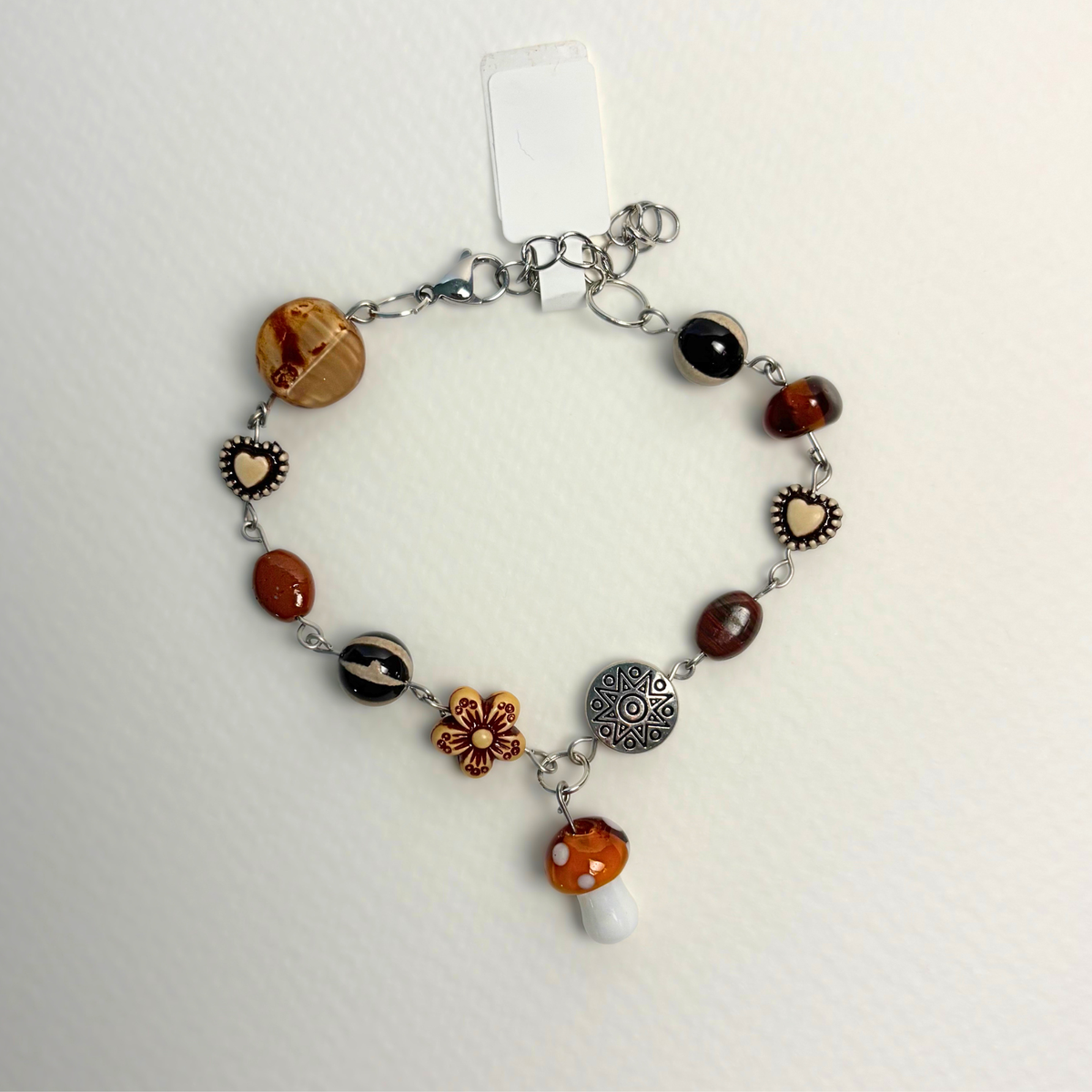 earthy mushroom pendant bracelet