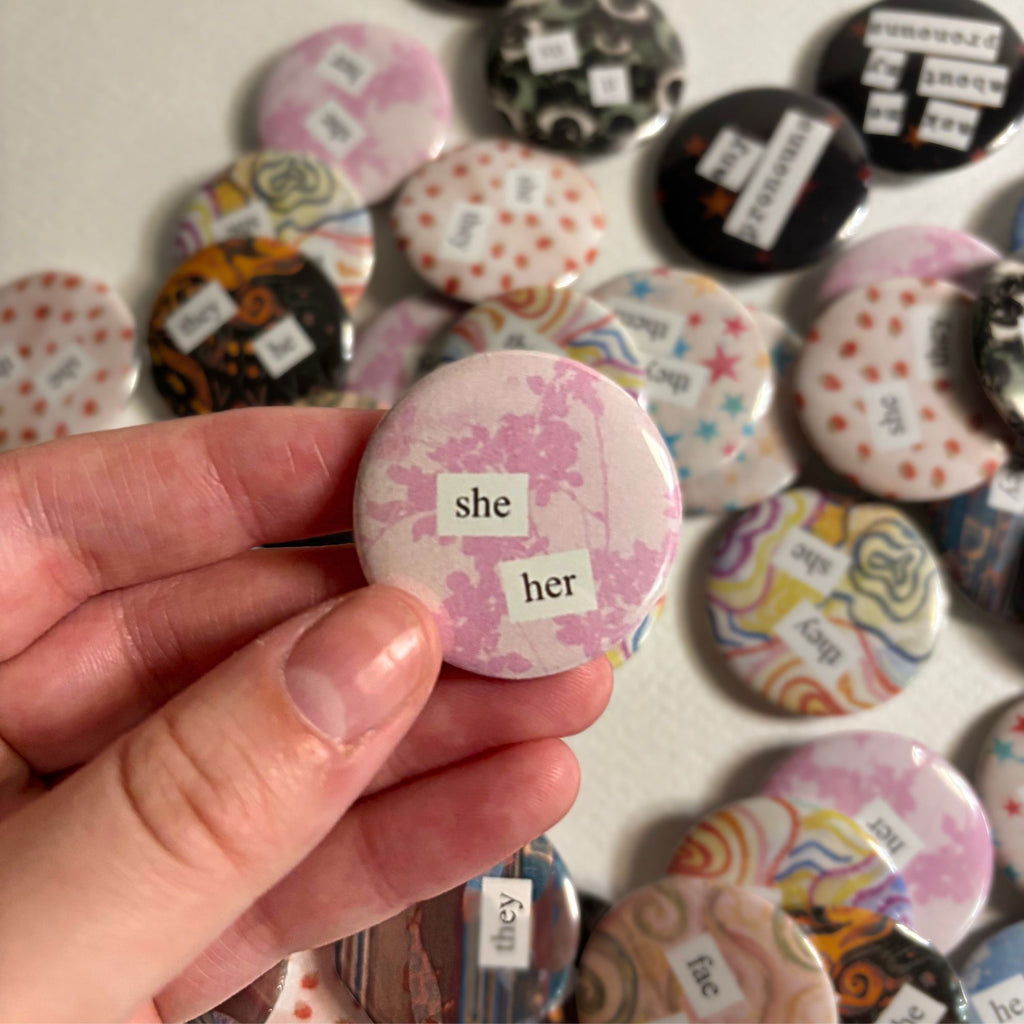 magazine cutout pronoun pins