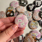 magazine cutout pronoun pins