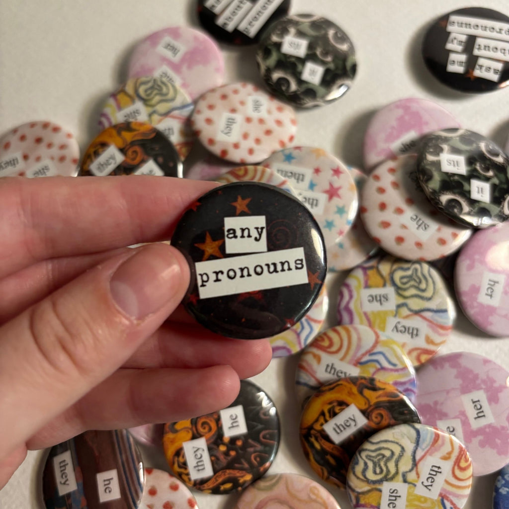 magazine cutout pronoun pins