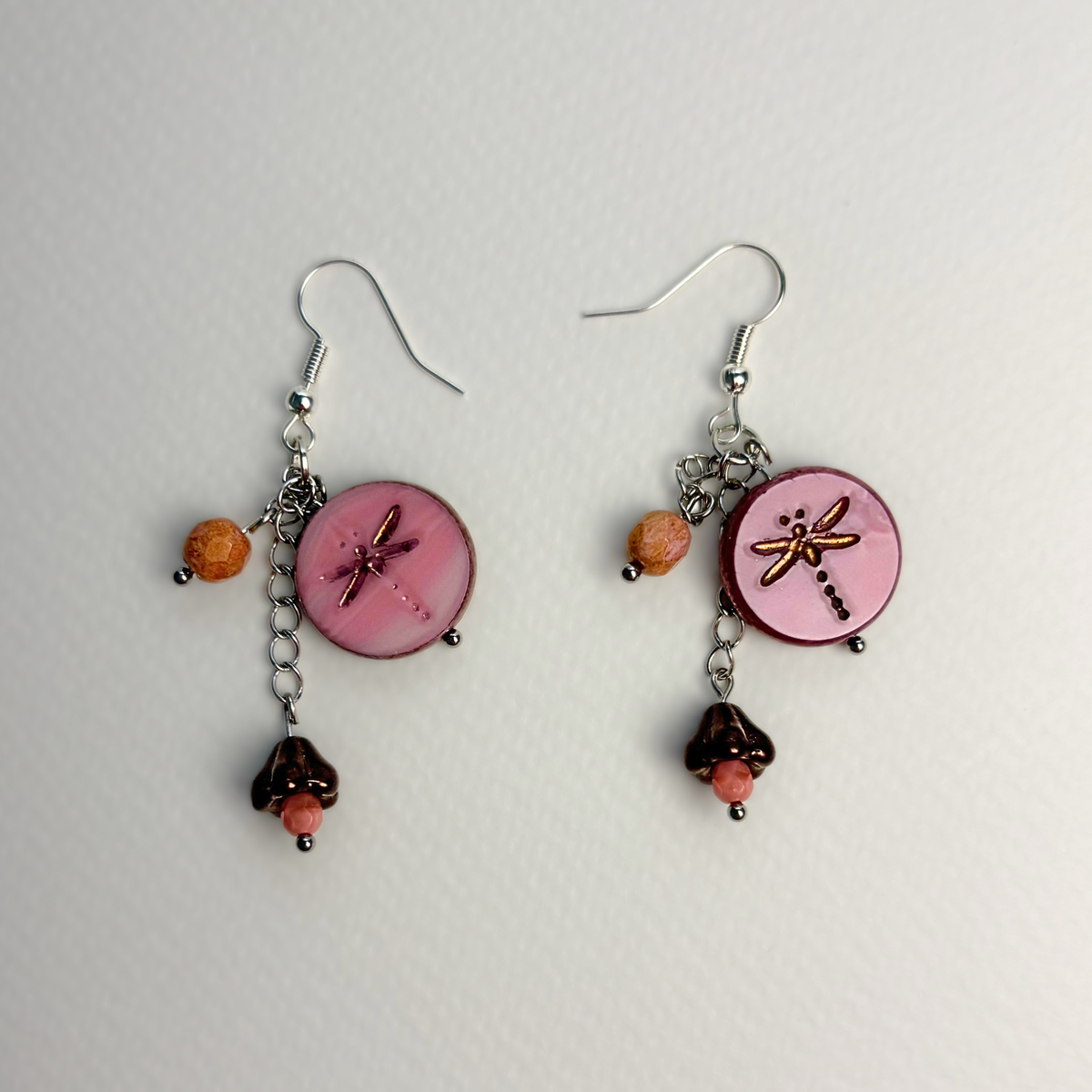 czech bead dragonfly earrings