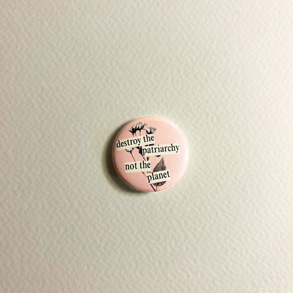 destroy the patriarchy, not the planet pin