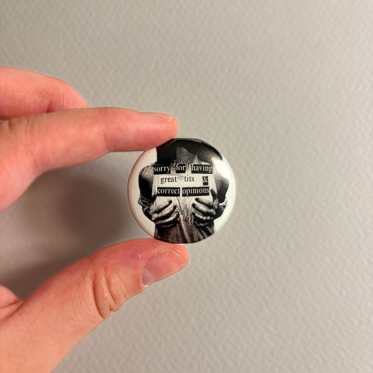 "sorry for having great tits and correct opinions" pin