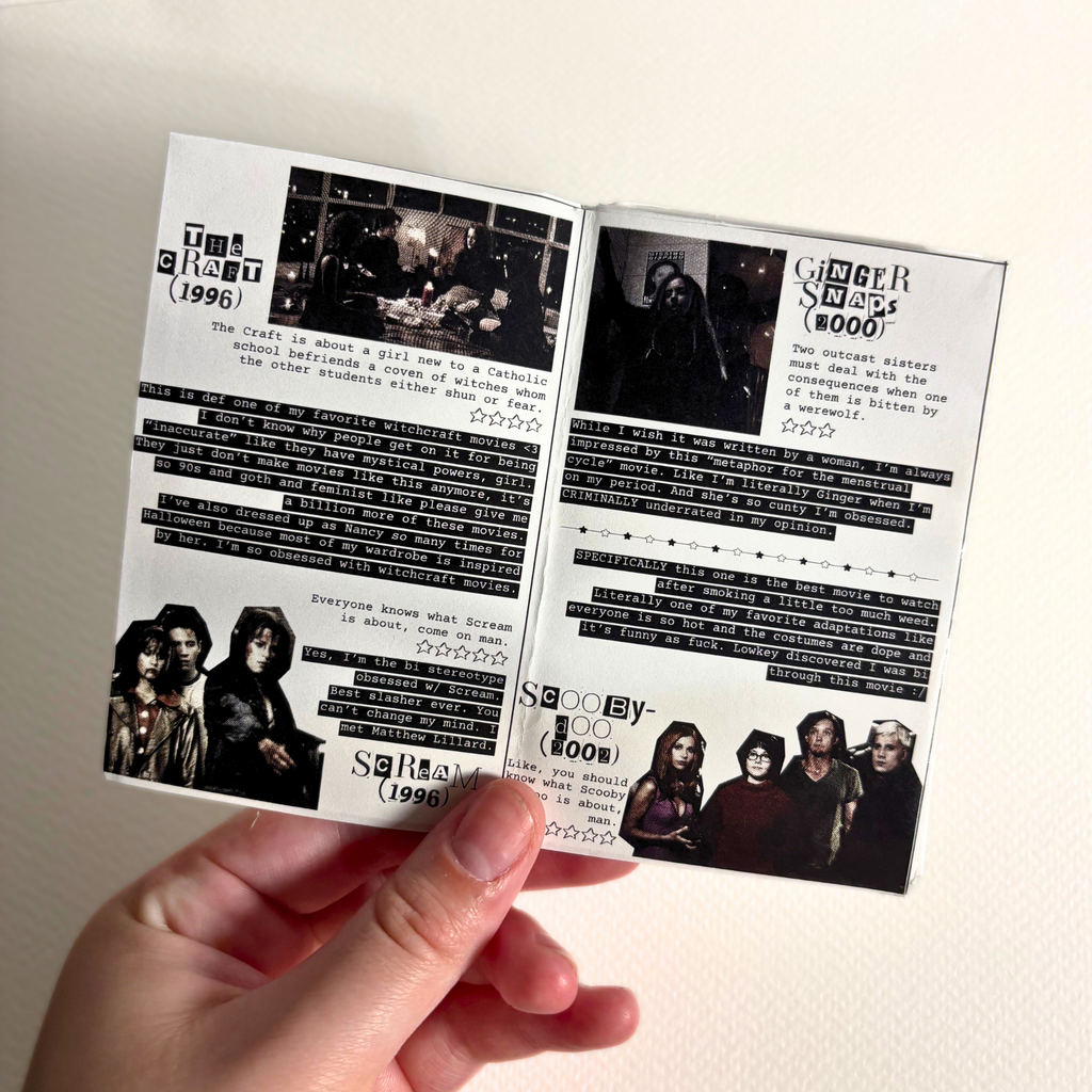 "my fav spooky movies" zine