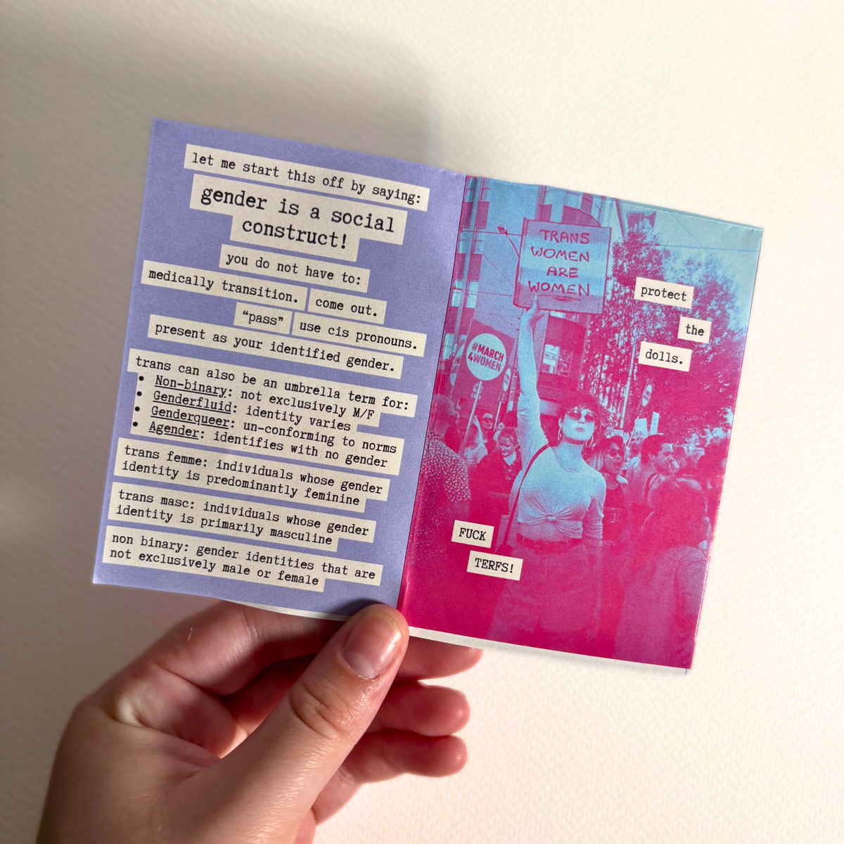 "trans rights are feminist" zine